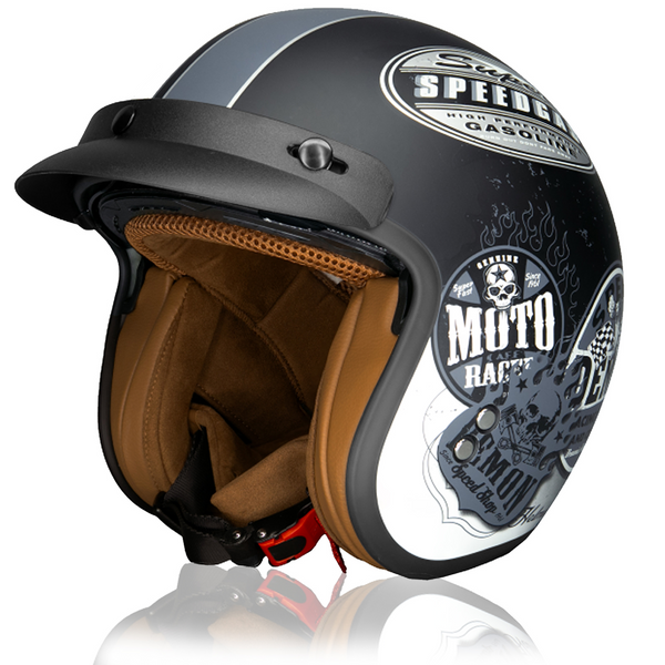 casco moto Flor de la vendimia ,casco abierto | HSWHEEL
